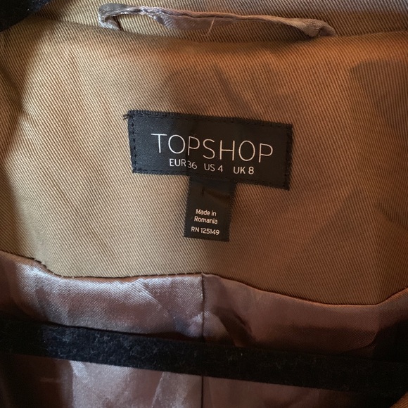 TOPSHOP tan belted classic trench coat size 4 - Picture 2 of 4